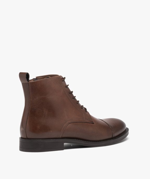 Boots homme dessus en cuir uni à bout surpiqué - Taneo vue4 - TANEO - GEMO