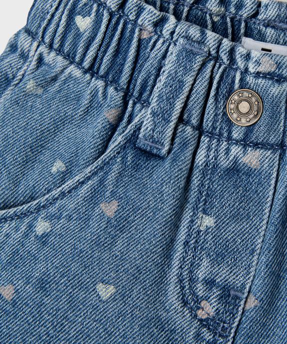 Short en jean à motifs coeurs avec taille ajustable bébé fille vue2 - GEMO(BEBE DEBT) - GEMO