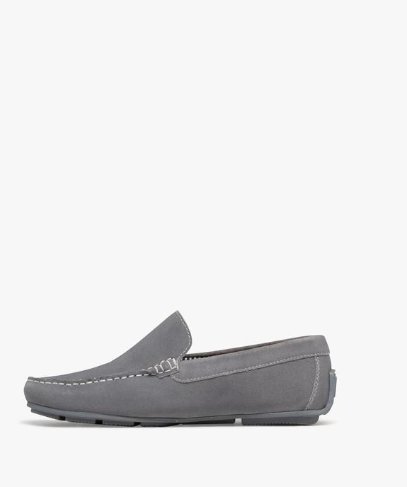 Mocassin dessus cuir velours semelle souple homme - Tanéo vue3 - TANEO - GEMO