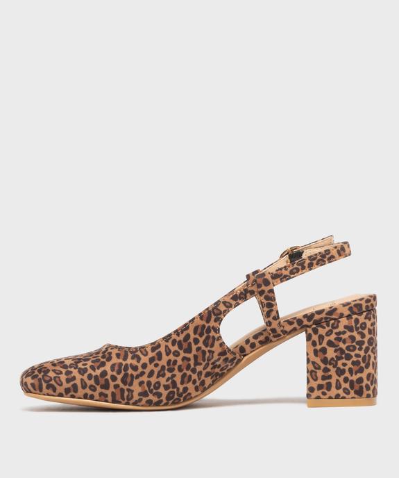 Escarpins slingback en toile à motifs léopard femme - Follow Me vue3 - FOLLOW ME - GEMO