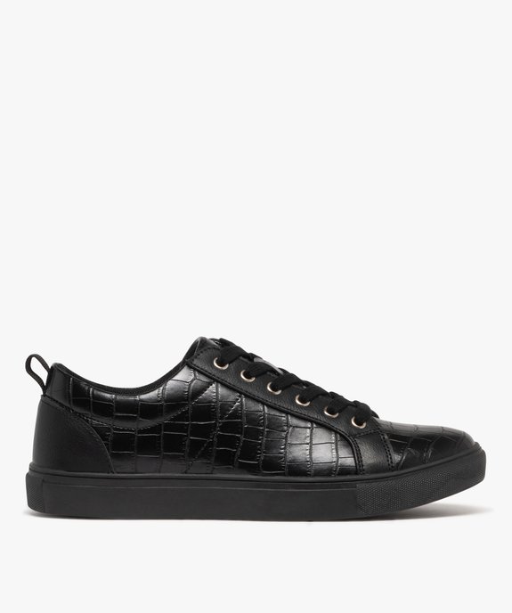 Baskets femme unies au dessus effet croco vue2 - FOLLOW ME - GEMO