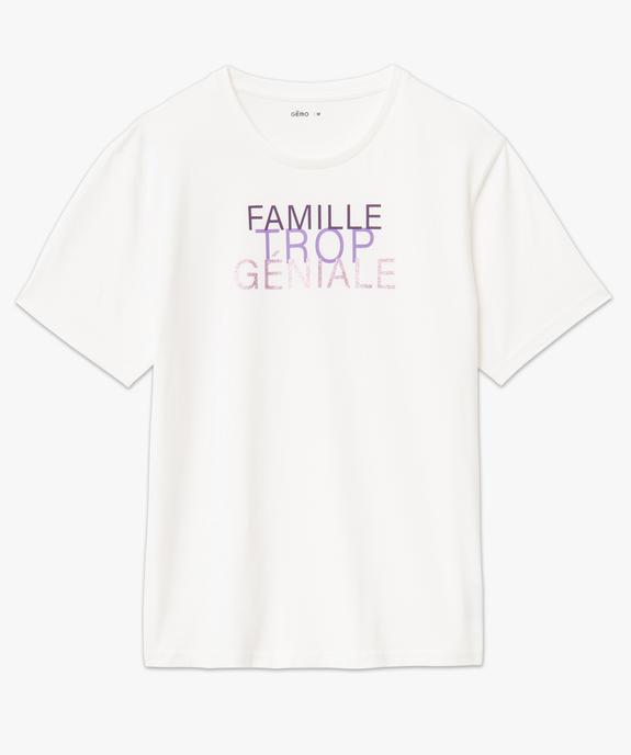 Tee-shirt femme à manches courtes avec message pailleté vue4 - GEMO(FEMME PAP) - GEMO