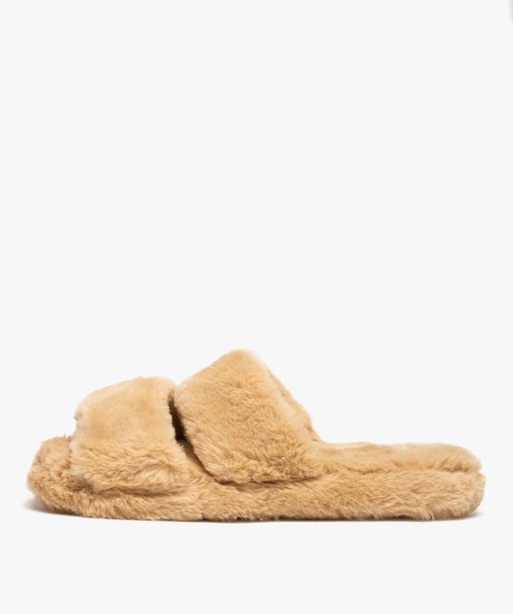 Chaussons femme mules plates en textile peluche vue3 - GEMO(HOMWR FEM) - GEMO