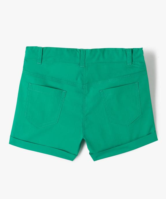 Short fille en toile de coton fin uni vue3 - GEMO (ENFANT) - GEMO