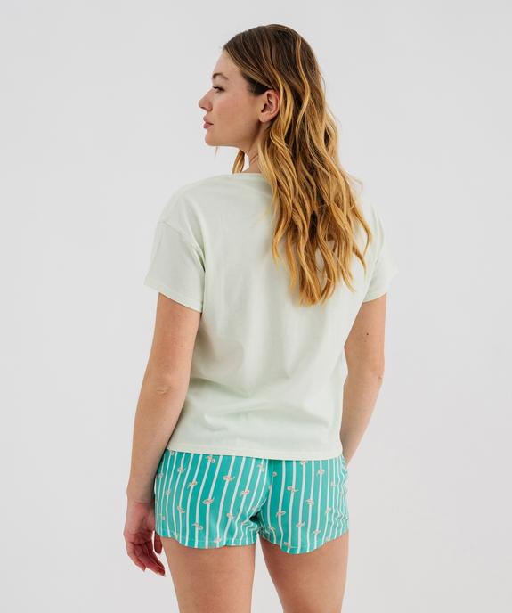 Pyjashort en coton et viscose imprimé femme vue3 - GEMO 4G FEMME - GEMO