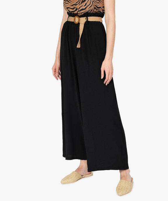 Pantalon femme large et fluide à taille haute froncée vue1 - GEMO(FEMME PAP) - GEMO