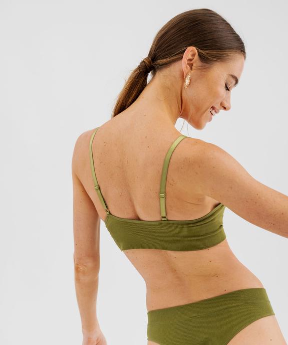 Brassière push-up en maille côtelée à fines bretelles vue2 - GEMO 4G FEMME - GEMO