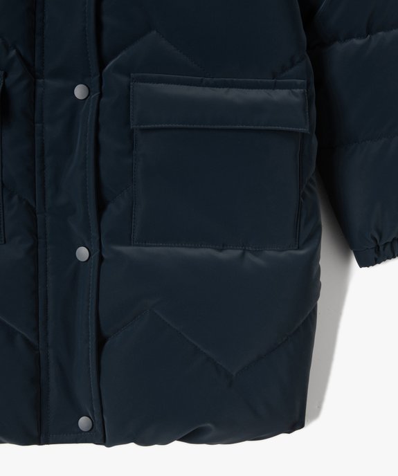 Manteau fille matelassé doublé peluche à capuche vue3 - GEMO 4G FILLE - GEMO