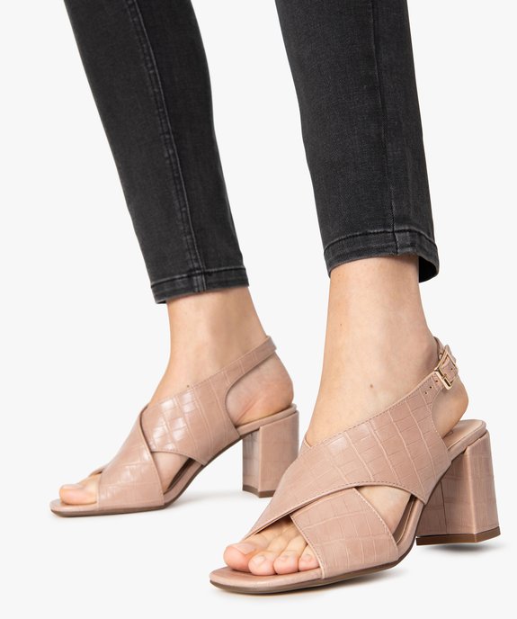 Sandales femme à talon et larges brides croisées vue1 - GEMO(URBAIN) - GEMO