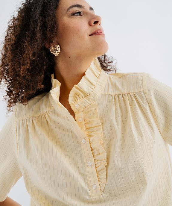 Blouse à manches courtes avec volants sur le col femme vue2 - GEMO(FEMME PAP) - GEMO