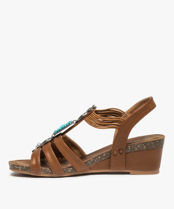 Sandales femme à talon dessus uni orné de perles et métal vue3 - GEMO(URBAIN) - GEMO