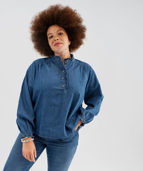 Blouse en coton aspect denim femme grande taille vue2 - GEMO 4G GT - GEMO