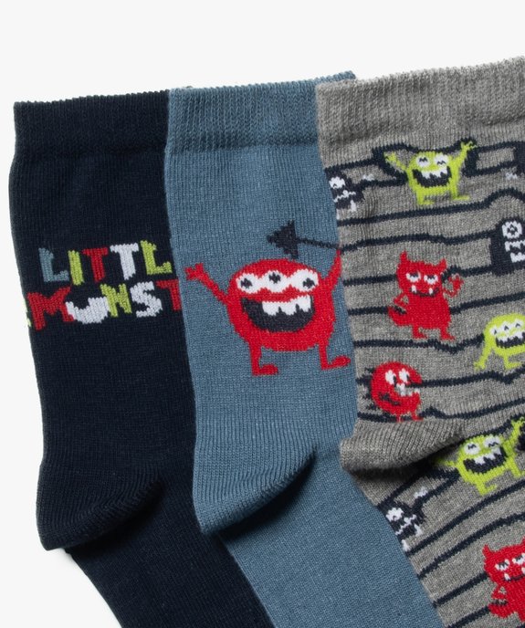 Chaussettes en coton à motifs garçon (lot de 3) vue2 - GEMO (ENFANT) - GEMO