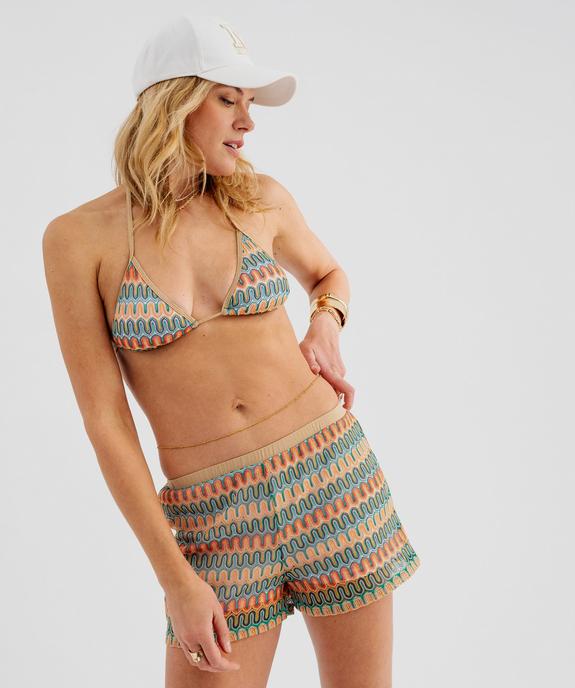 Short de plage femme ample en dentelle pailletée femme vue1 - GEMO (PLAGE) - GEMO