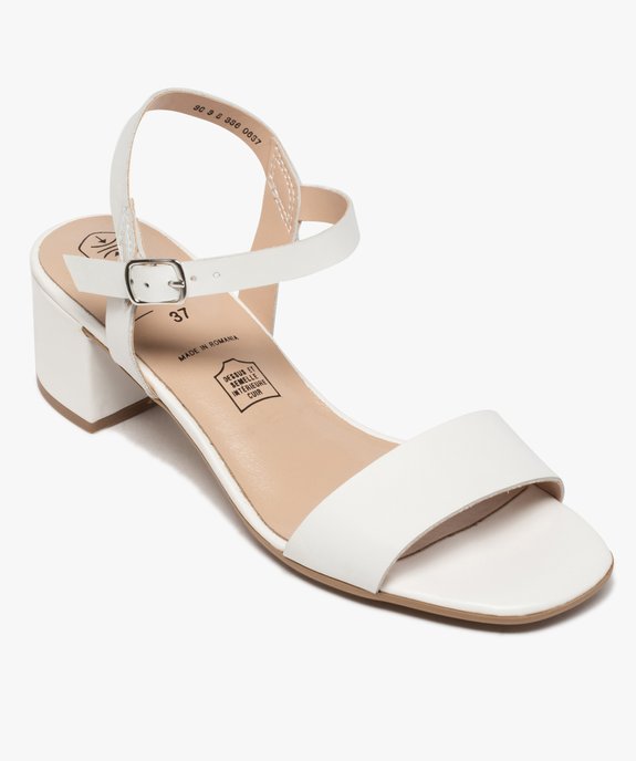 Sandales femme à talon carré dessus brides en cuir uni vue5 - GEMO(URBAIN) - GEMO