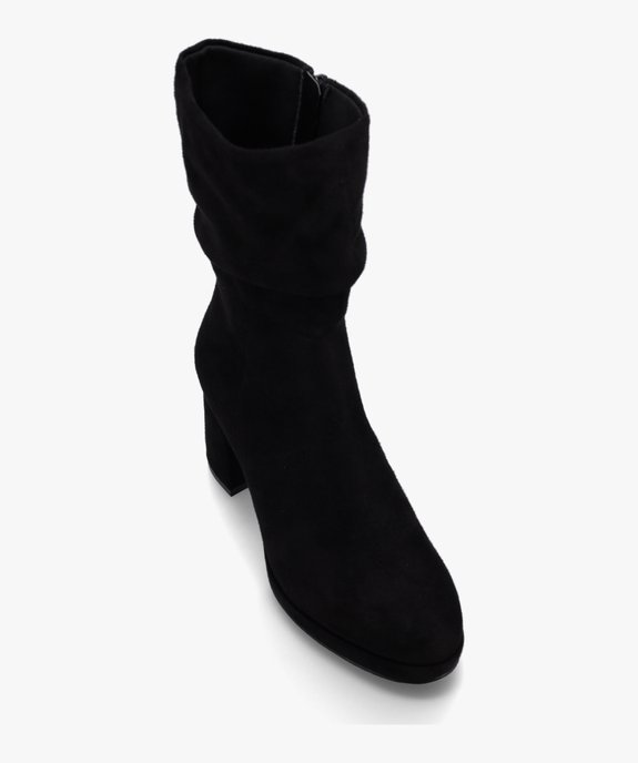 Bottines femme à talon carré dessus suédine unie vue6 - GEMO(URBAIN) - GEMO