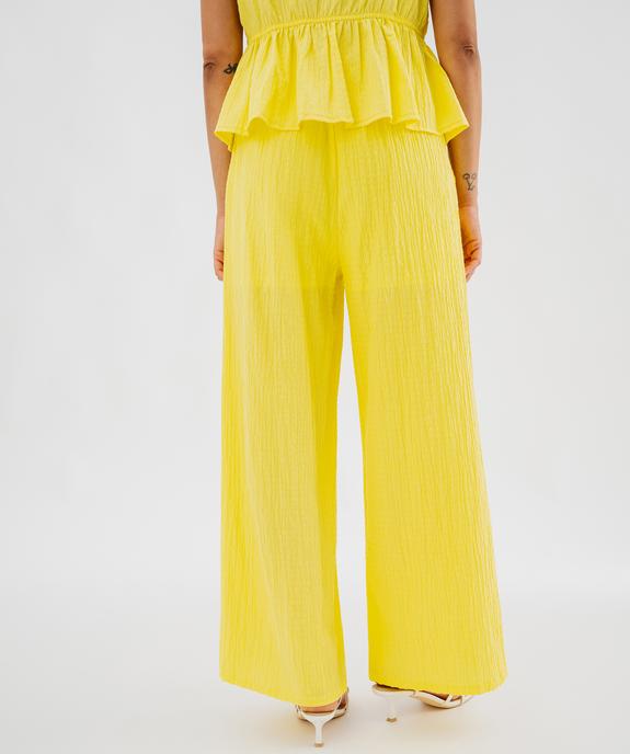 Pantalon large et fluide en toile gaufrée femme vue2 - GEMO(FEMME PAP) - GEMO
