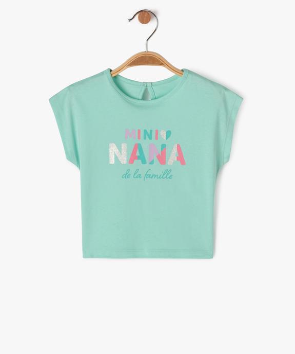 Tee-shirt manches courtes loose à message bébé fille vue1 - GEMO(BEBE DEBT) - GEMO