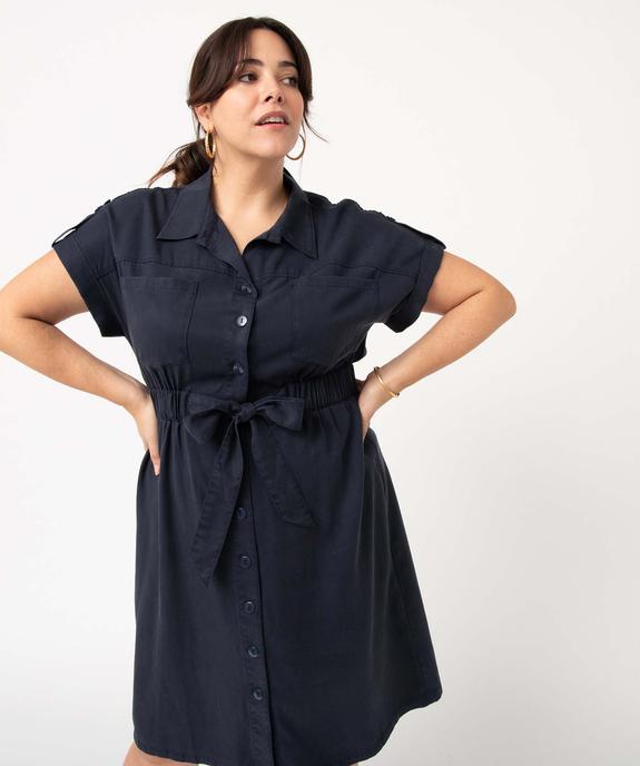Robe chemise femme grande taille en Lyocell vue2 - GEMO 4G GT - GEMO