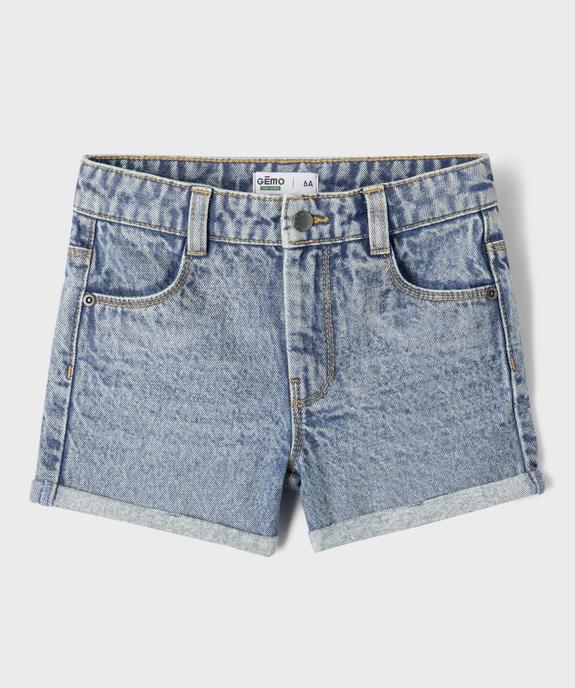 Short en jean à revers avec taille ajustable fille vue1 - GEMO 4G FILLE - GEMO