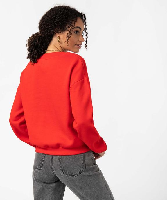 Sweat femme ample et court à col V vue3 - GEMO(FEMME PAP) - GEMO