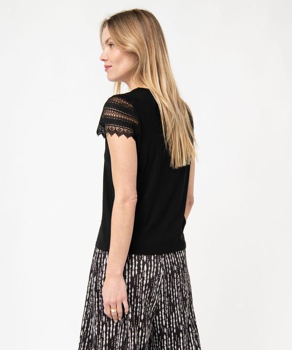 Tee-shirt boutonné à manches courtes en dentelle femme vue3 - GEMO(FEMME PAP) - GEMO