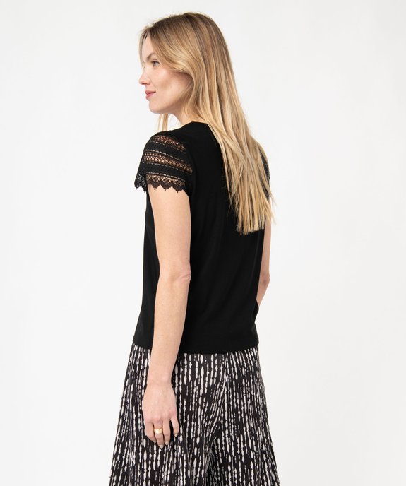 Tee-shirt boutonné à manches courtes en dentelle femme vue3 - GEMO(FEMME PAP) - GEMO