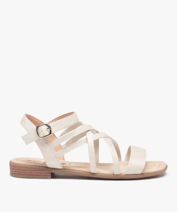 Nu-pieds femme à talon plat et fines brides unies Coupe spéciale pied large vue1 - GEMO (CASUAL) - GEMO