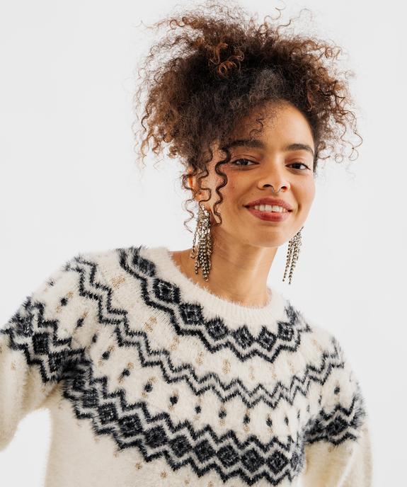 Pull col rond jacquard femme vue2 - GEMO(FEMME PAP) - GEMO