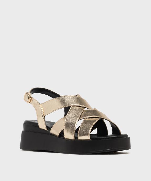 Sandales à talon compensé et brides entrelacées femme - 5 Miles vue2 - 5 MILES - GEMO