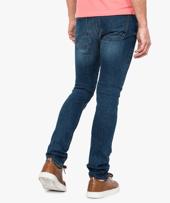 Jean homme skinny délavé avec plis sur les hanches vue3 - GEMO (HOMME) - GEMO