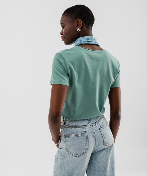 Tee-shirt à manches courtes avec col V roulotté femme vue3 - GEMO(FEMME PAP) - GEMO