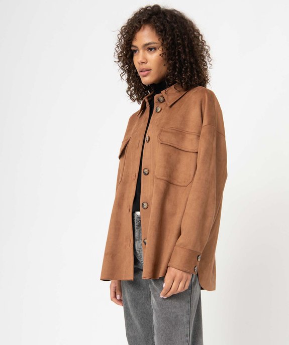 Veste femme forme chemise en suédine vue1 - GEMO(FEMME PAP) - GEMO