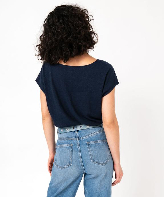 Tee-shirt manches courtes coupe loose en lin femme vue3 - GEMO 4G FEMME - GEMO