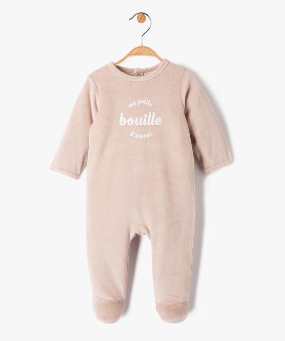 Pyjama bébé fille en velours à message vue1 - PREMIER PRIX BY GEMO - GEMO
