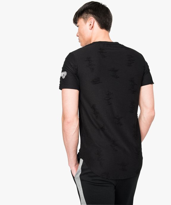 Tee-shirt à patchs effet destroy vue3 - GEMO (HOMME) - GEMO