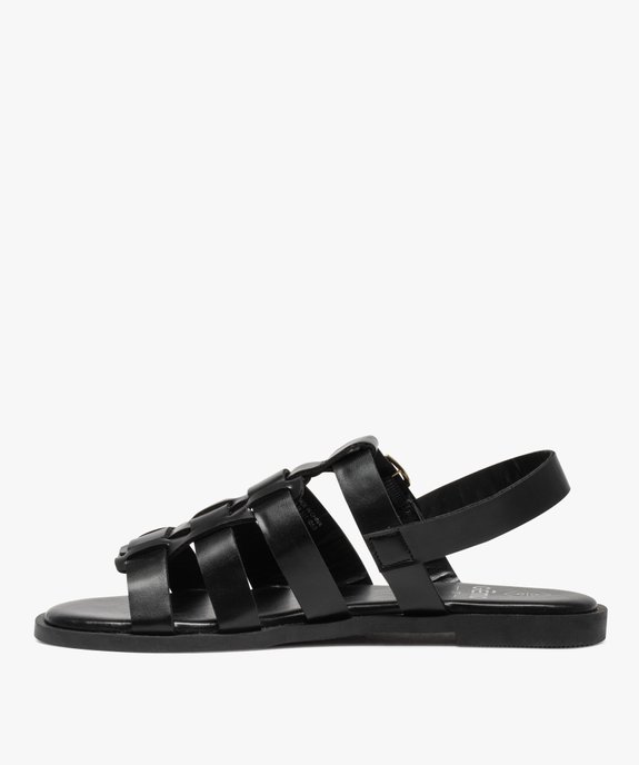 Sandales femme unies à talon plat et brides larges  vue3 - GEMO (CASUAL) - GEMO