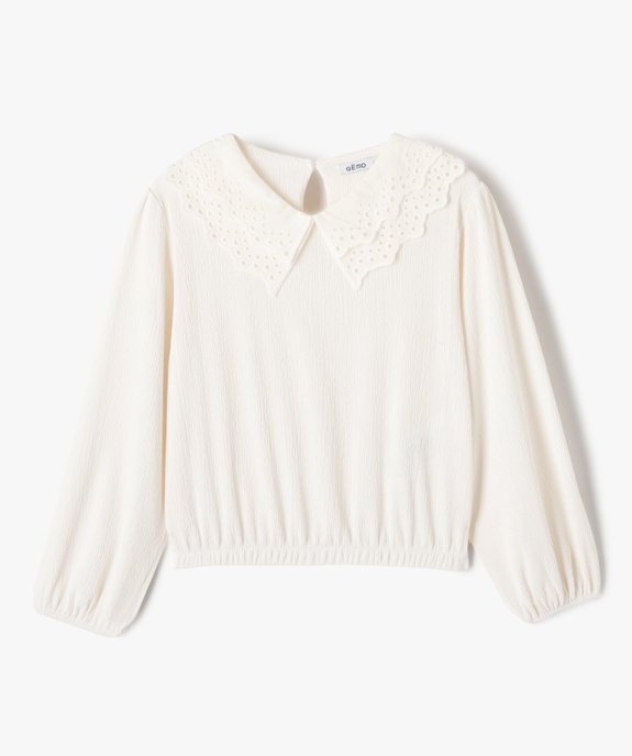 Blouse à manches longues avec col brodé fille vue2 - GEMO (ENFANT) - GEMO