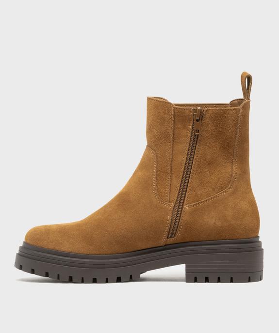 Boots dessus cuir velours avec élastique latéral et semelle crantée femme - Tanéo - TANEO Boots dessus cuir velours avec élastique latéral et semelle crantée femme - Tanéo vue3 - TANEO - GEMO