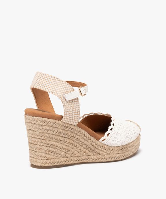 Sandales femme en macramé uni avec bout fermé et semelle corde compensée vue4 - GEMO 4G FEMME - GEMO