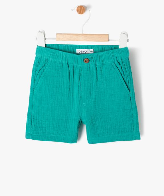 Short en gaze de coton bébé garçon vue1 - GEMO(BEBE DEBT) - GEMO