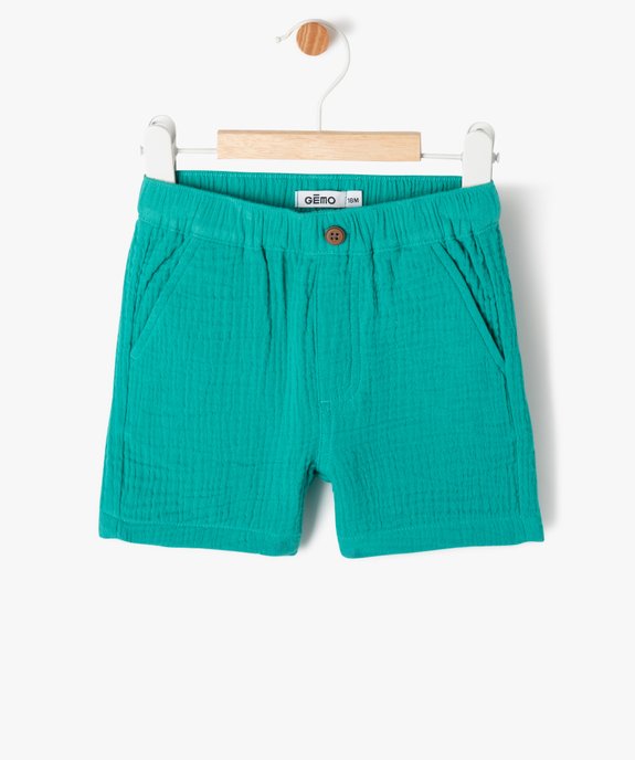 Short en gaze de coton bébé garçon vue1 - GEMO(BEBE DEBT) - GEMO