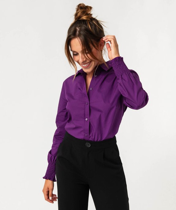 Chemise à manches longues avec poignets smockés femme vue1 - GEMO(FEMME PAP) - GEMO