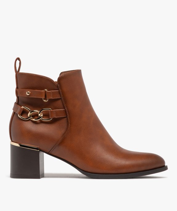 Boots femme à talon carré avec liseré doré et brides fantaisie vue1 - GEMO(URBAIN) - GEMO
