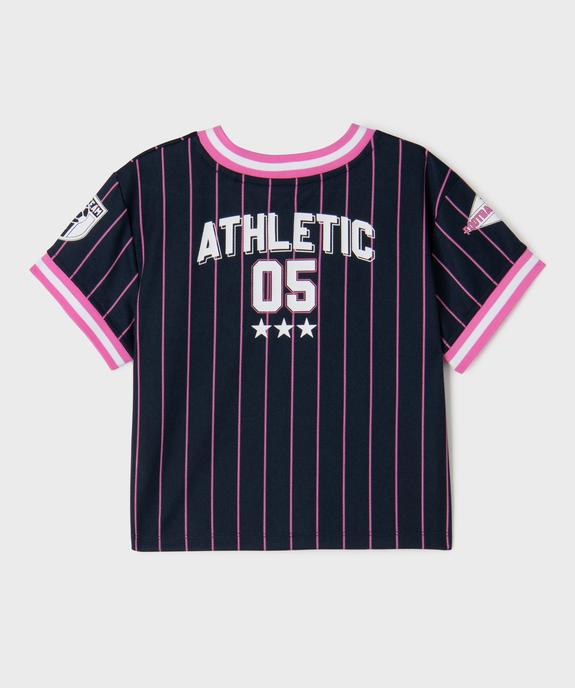 Tee-shirt de sport à manches courtes et col V fille vue3 - GEMO (ENFANT) - GEMO