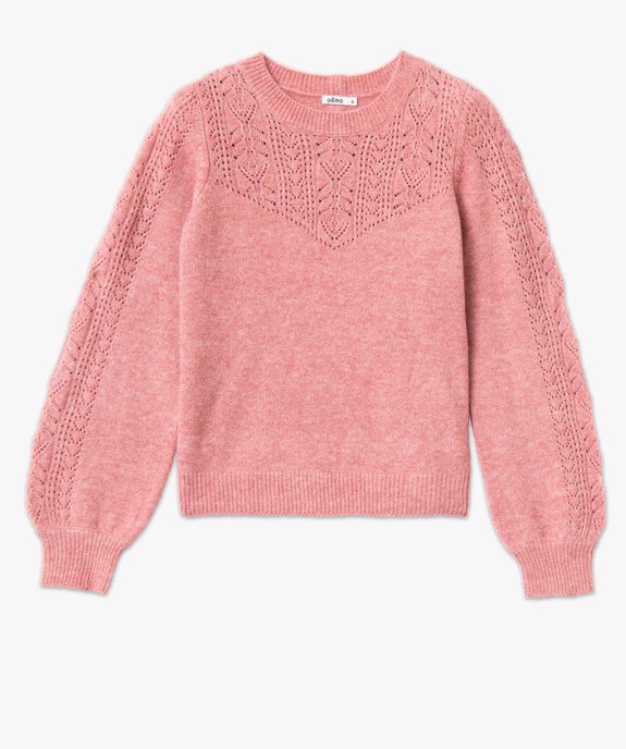 Pull en maille ajourée avec boutons décoratifs femme vue4 - GEMO 4G FEMME - GEMO