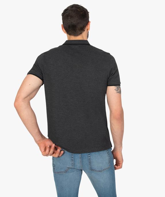 Polo homme à manches courtes à liseré contrastant vue3 - GEMO 4G HOMME - GEMO