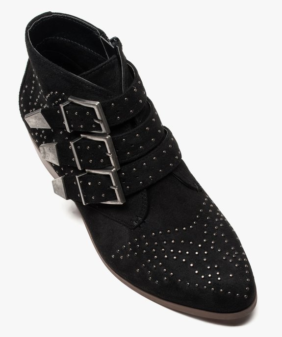 Boots en velours avec clous et boucles métalliques vue5 - GEMO (CASUAL) - GEMO