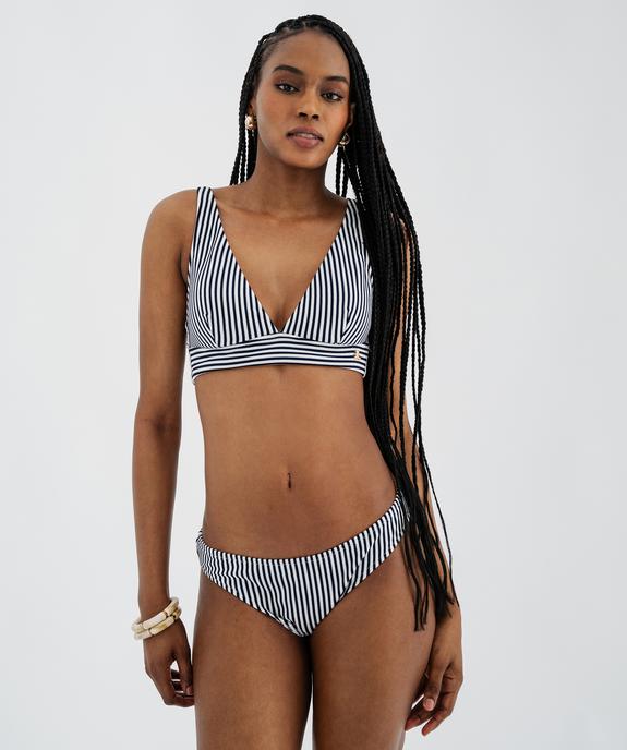 Haut de maillot de bain rayé forme triangle avec mousses amovibles femme - LuluCastagnette vue3 - LULUCASTAGNETTE - GEMO