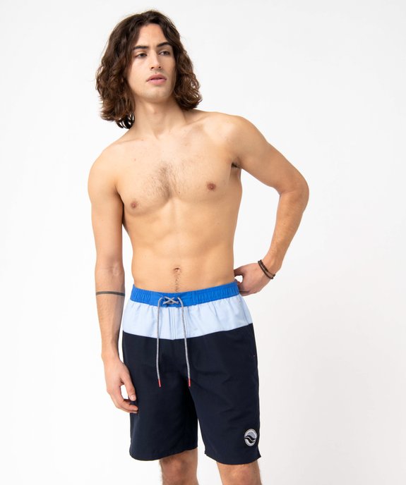 Short de bain homme à larges bandes vue1 - GEMO (PLAGE) - GEMO